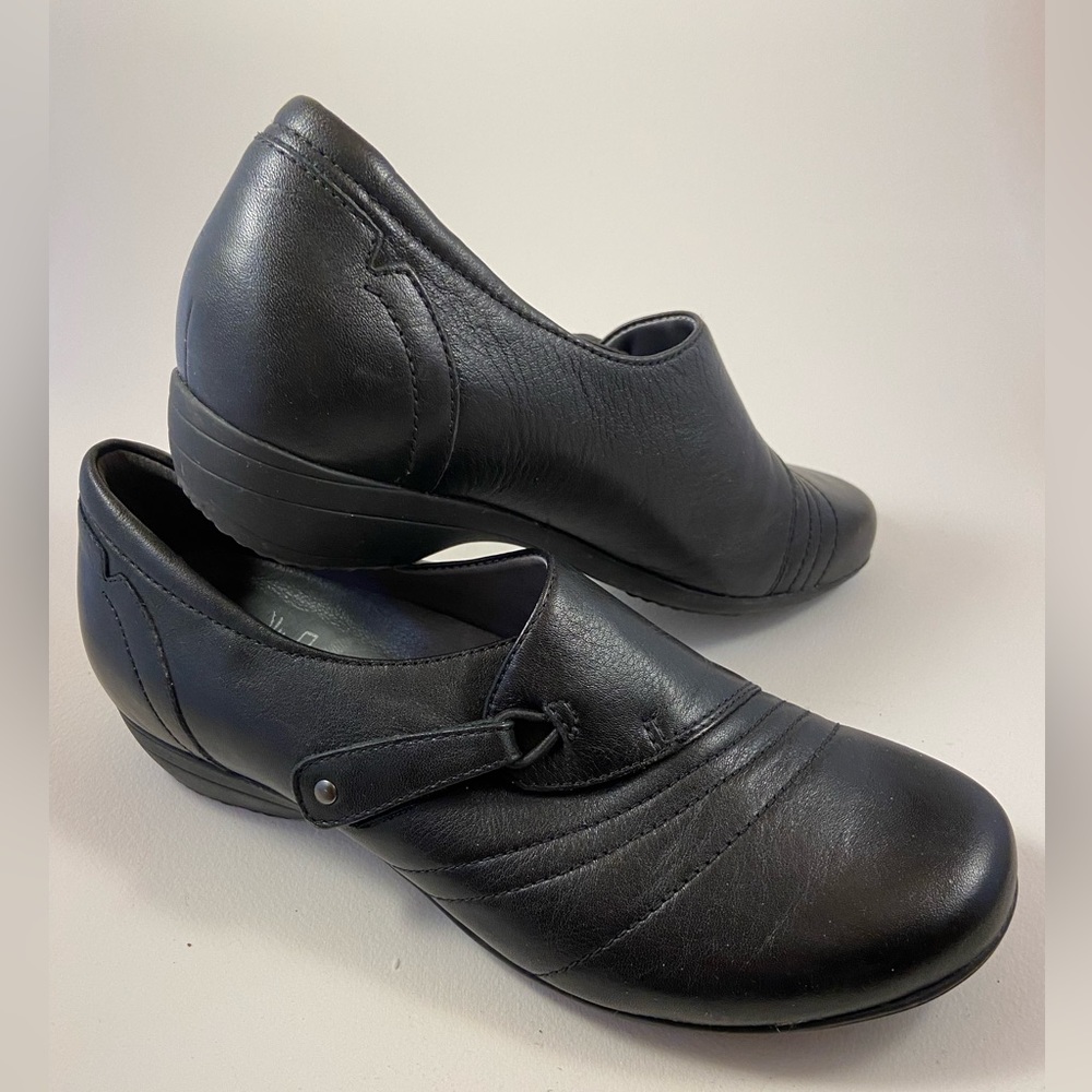 Dansko Black Franny Leather Wedge Heeled Shoes